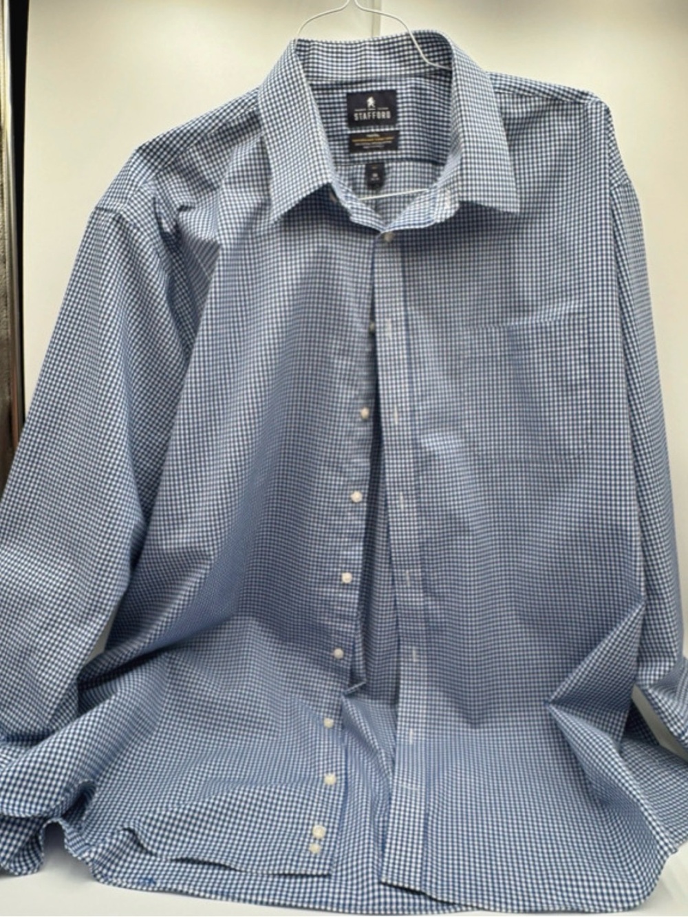Stafford Tailored Culture Travel Shirt Easy Care, Button-Up, Sizes Big 19 34/35 - Picture 6 of 8